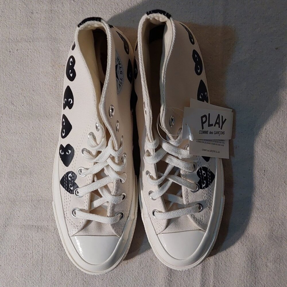 Converse x PLAY Comme des Garçons Chuck 70 Milk/Black Multi Heart Size: 8 - Picture 9 of 12